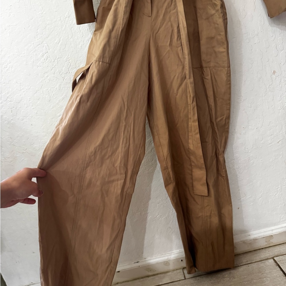 Zara Camel Tan Boiler Tie Jumpsuit NWT Small - Picture 4 of 5